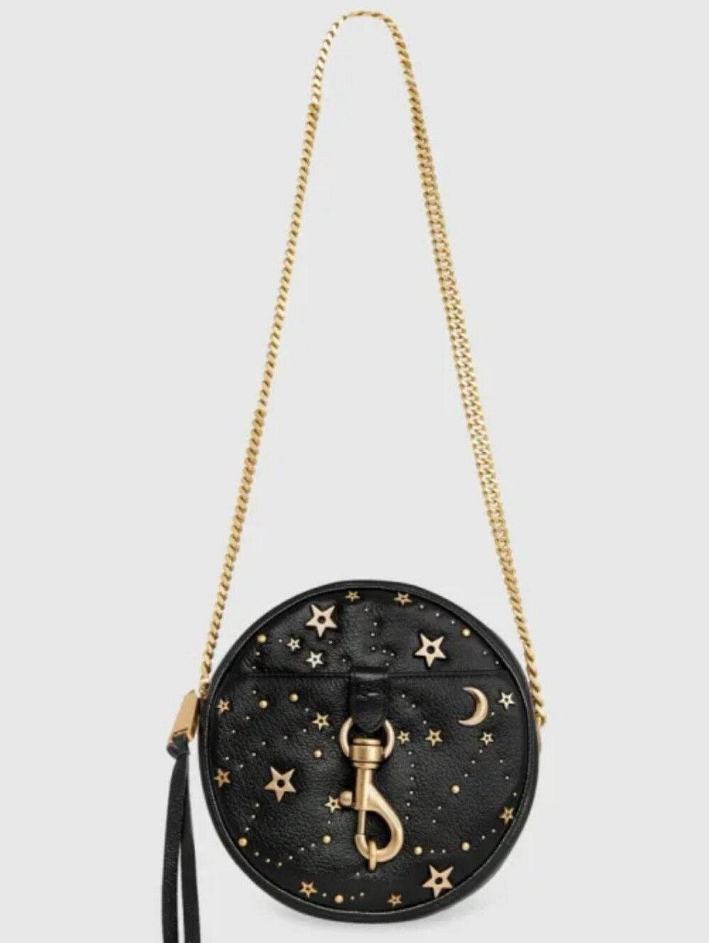 Rebecca Minkoff Black Edie Circle Crossbody with Gold Hardware